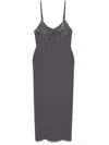 Attico Seiden-midikleid Mit Kristallen In Grey