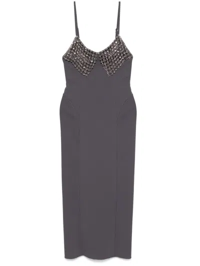 ATTICO CRYSTAL-DETAIL MIDI DRESS