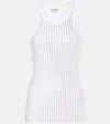 Attico White Tank Top With White Rhinestone In White