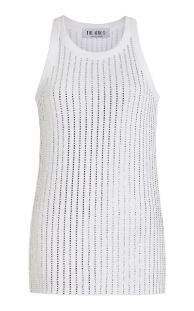 Attico Strass Tank Top In White
