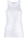 Attico White Tank Top With Multicolor Rhinestone In Jersey Woman In White