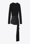 Attico Mini Dress With Thermostrass Studs And Asymmetric Hem In Black