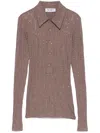 Attico Faded Mud Long Sleeve Vertical Striped T-shirt In Brown