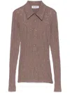 Attico Faded Mud Long Sleeve Vertical Striped T-shirt In Brown