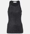 Attico Knitted Ribbed Vest In Black