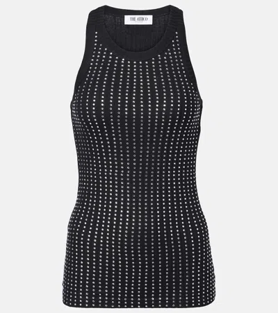 ATTICO CRYSTAL-EMBELLISHED RIBBED-KNIT TANK TOP
