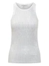 Attico Crystal-embellished Ribbed Tank Top In Multi