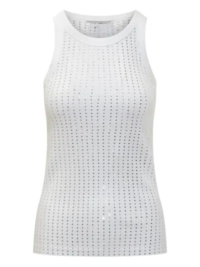 ATTICO CRYSTAL-EMBELLISHED RIBBED TANK TOP