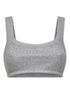 Attico Grey Cotton Hotfix Crystal Bralette Top In Gray