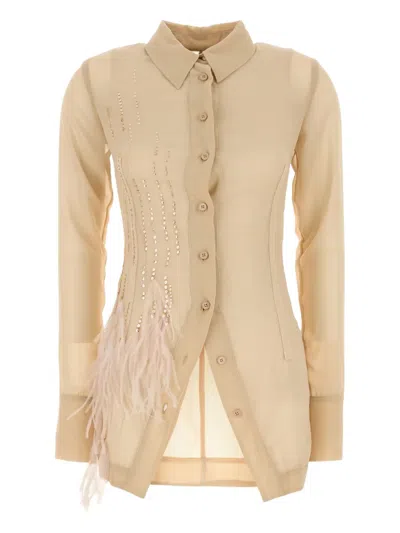 Attico Crystal-embellished Shirt In Neutral