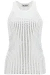 Attico Womens White Crystal-embellished Ribbed Cotton Tank Top In White