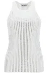 Attico Womens White Crystal-embellished Ribbed Cotton Tank Top In White