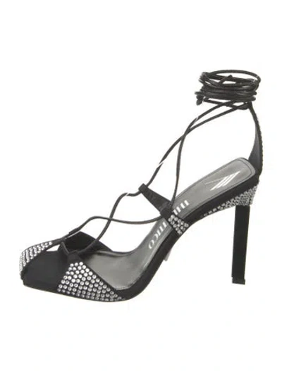 Pre-owned Attico Crystal Embellishments Gladiator Sandals In Black