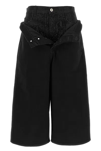 Attico Jeans Mit Kristalleinsatz In Black