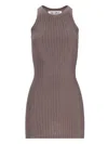 Attico Crystal-embellished Mini Dress In Brown