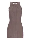 Attico Crystal-embellished Mini Dress In Brown
