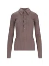 Attico Faded Mud Long Sleeve Vertical Striped T-shirt In Brown