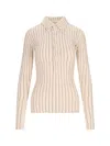 Attico Long-sleeved Polo Shirt In Cream