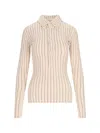Attico Long-sleeved Polo Shirt In Cream