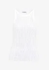 Attico White Tank Top With Multicolor Rhinestone In Jersey Woman In White