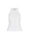Attico Womens White Crystal-embellished Ribbed Cotton Tank Top In White
