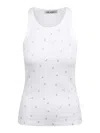 Attico Rhinestone-logo Lettering Tank Top In Blanco