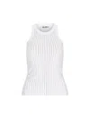 Attico White Tank Top With Multicolor Rhinestone In Jersey Woman In White