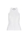 Attico Embellished Cotton Jersey Tank Top In White