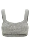 Attico Embellished Ribbed Square Wide Straps Top In Gray