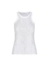 Attico White Tank Top With Multicolor Rhinestone In Jersey Woman