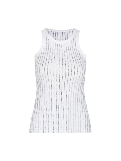 ATTICO CRYSTAL TOP IN WHITE COTTON JERSEY