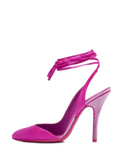 Pre-owned Attico Crystal-embellished Ankle-strap Pumps In Pink