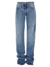 Attico Curled Bottom Straight-leg Denim Jeans In Blue