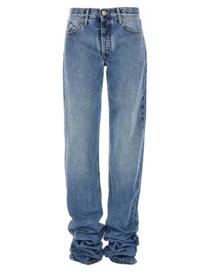 Attico Curled Bottom Straight-leg Denim Jeans In Blue