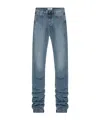 Attico Sky Blue Jeans With Long Leg Curled At The Hem In Blue