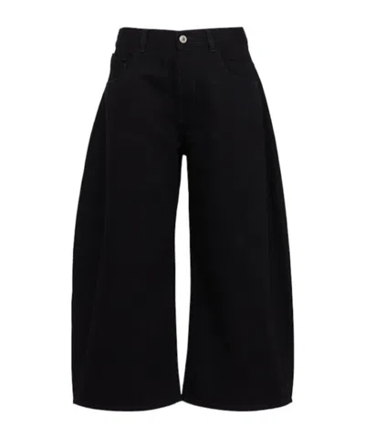 Attico Curved Cropped Jeans In Black