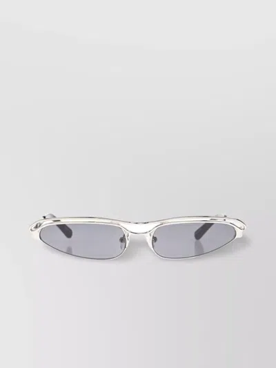Attico Curved Slim Sunglasses With Silver Nose Pads In Neutral