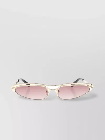 Attico Curved Tips Gold-tone Slim Frame Sunglasses In Pink