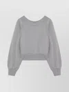 Attico Logo Sweatshirt With Crossed Neckline And Open Back In Gray