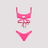 Attico Stretch Jersey Cut-out Wraparound Bikini In Fuchsia