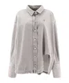 Attico The  Denim Jacket With Cut-out In Gray