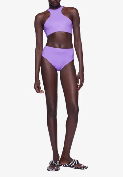 Attico Cut-out Drawstring Bikini In Purple