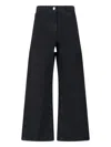 Attico Wide-leg Denim Trousers With Cut Out Detail In Black