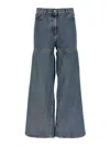 Attico Wide Leg Denim Trousers Featuring Cut-outs In Blue