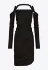 Attico Black Midi Dress In Viscose Crêpe In Black
