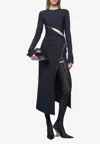 Attico Zip-up Jersey Midi Dress In Black