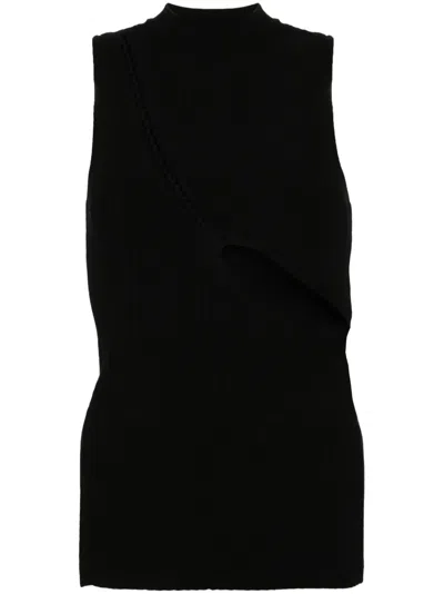 Attico Cut-outs Knit Top In Black