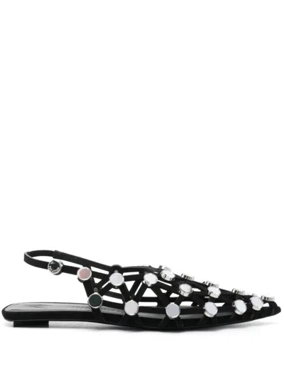 ATTICO CUT-OUT STUD EMBELLISHED SLINGBACK SANDALS