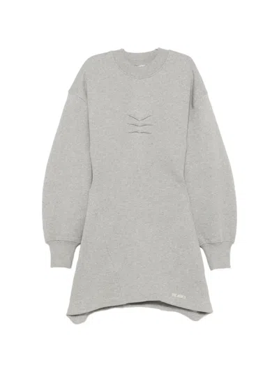 Attico Cut-out Balloon-sleeve Mini Dress In Gray