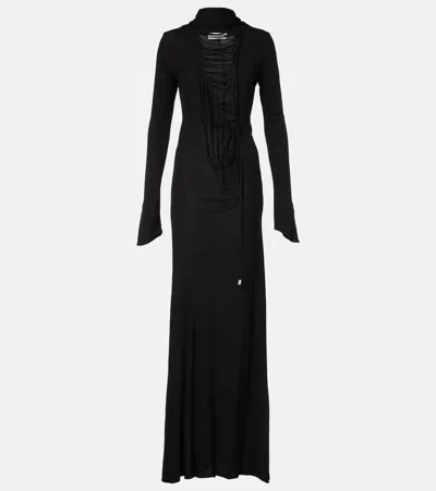 Attico Cutout Crêpe Maxi Dress In Black